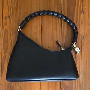 Aupen Nirvana Black Shoulder Bag with Braided Handle